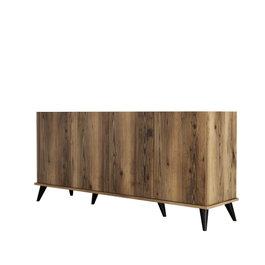Hanah Home Consola Elegante 1604 Nogal y Mármol Negro, 180x80.8x45 cm, Estilo Bohemio